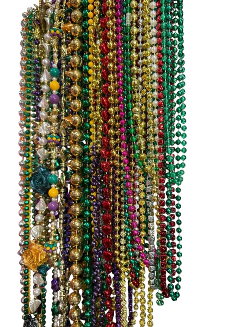 Mardi Gras Bead Lot Bulk Mix Statement Strands Roses Metallic Purple Green Gold
